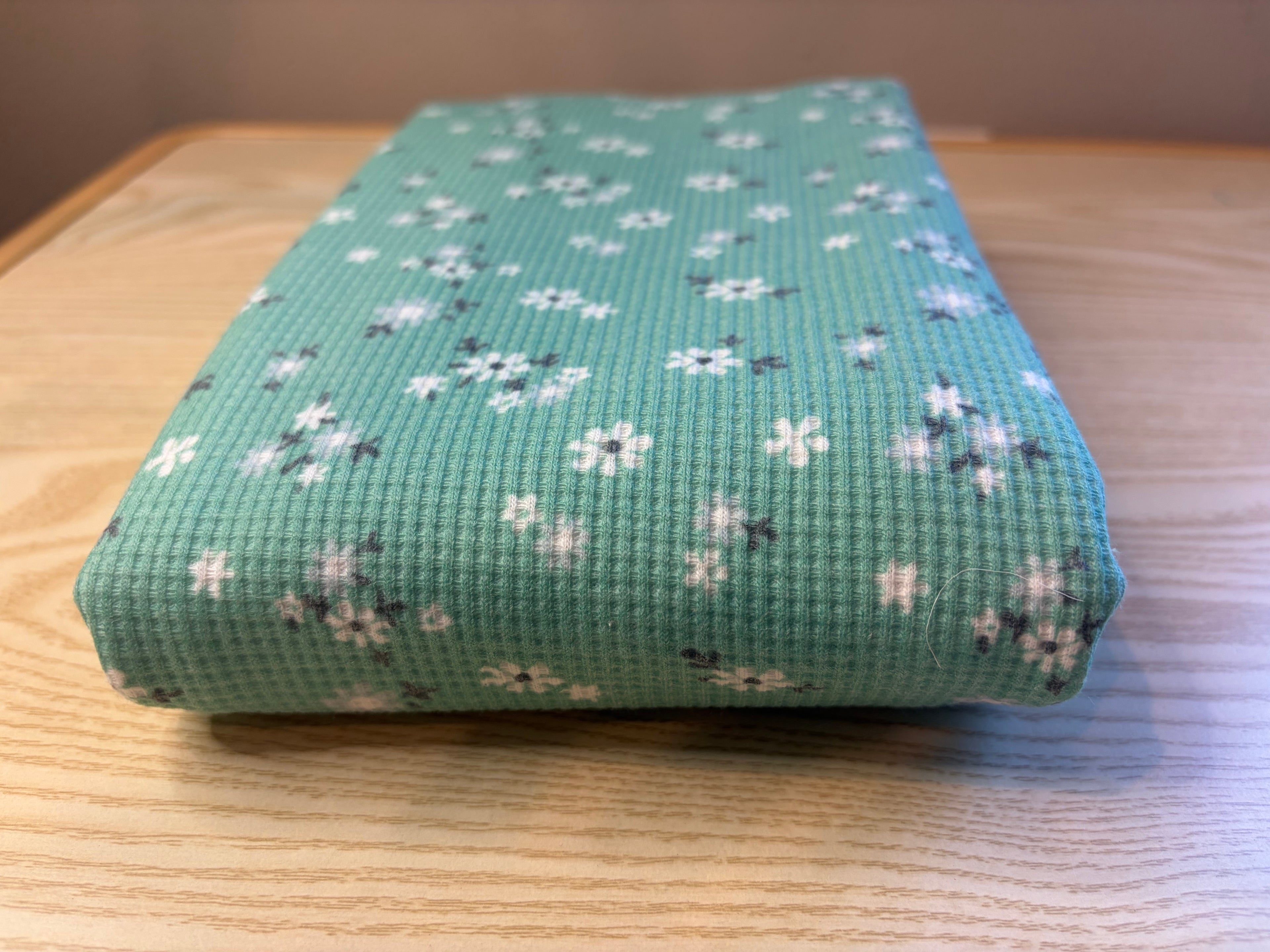 Floral Polyester Spandex Waffle Knit Fabric | 240 GSM | 63” Wide | Sold by the Yard
