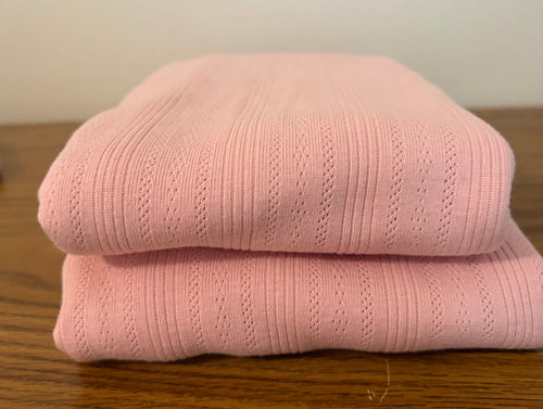 Blush Pink Cotton Pointelle Knit Fabric