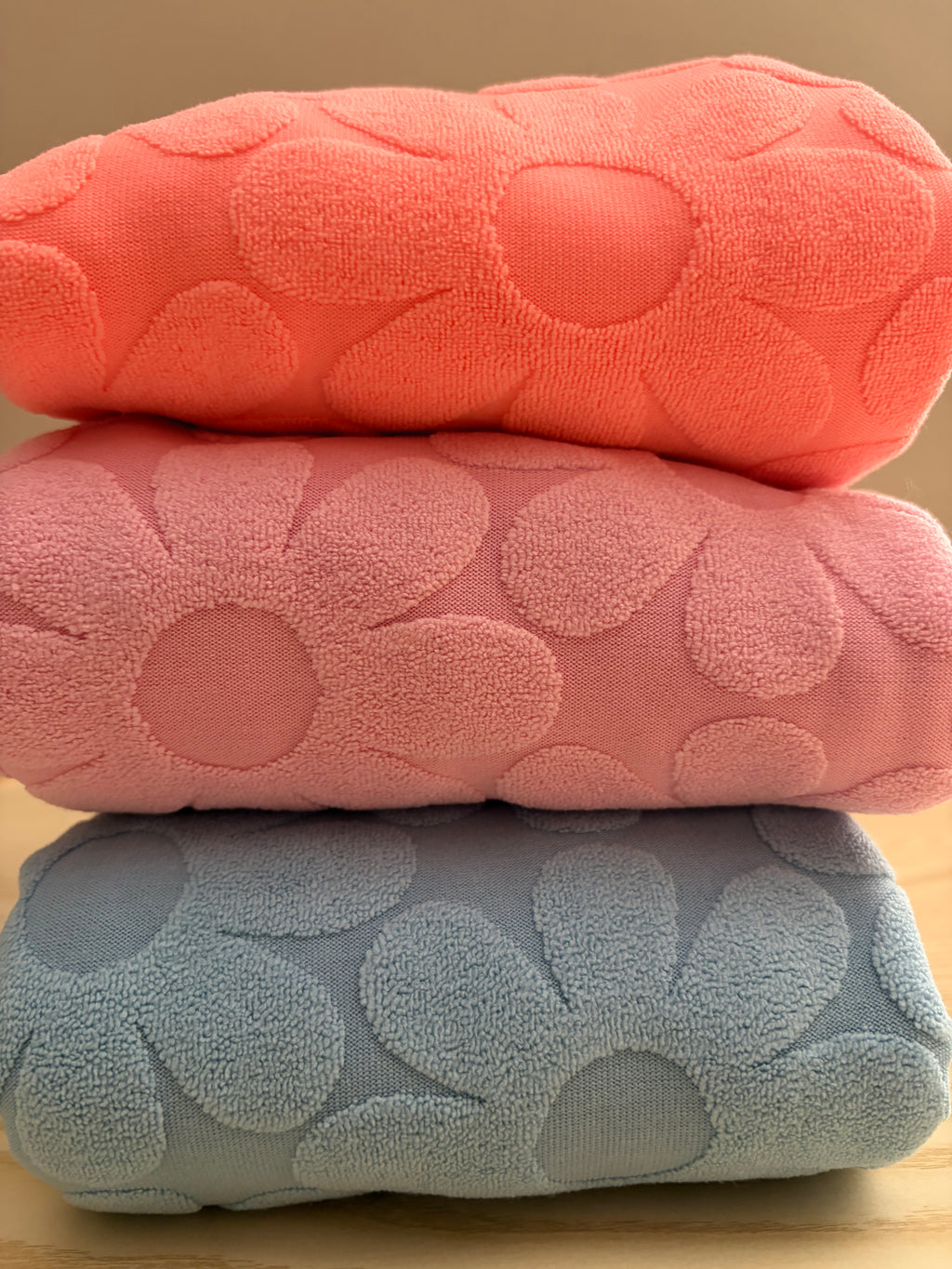 Textured Bubble Knit Fabric – Coral, Blush Pink & Sky Blue | Soft Apparel Fabric by the Yard