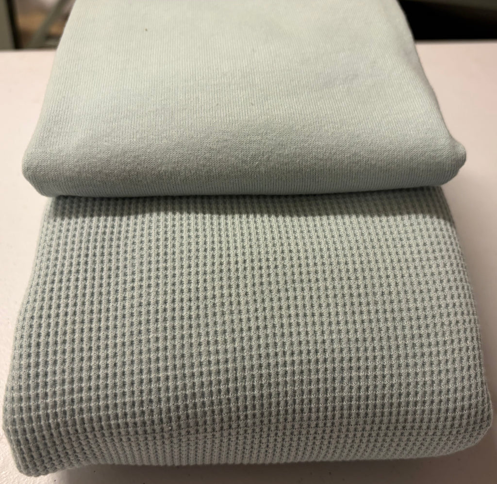 Japanese Imported 100% Cotton Waffle Knit & Matching Rib Knit Bundle – Seafoam