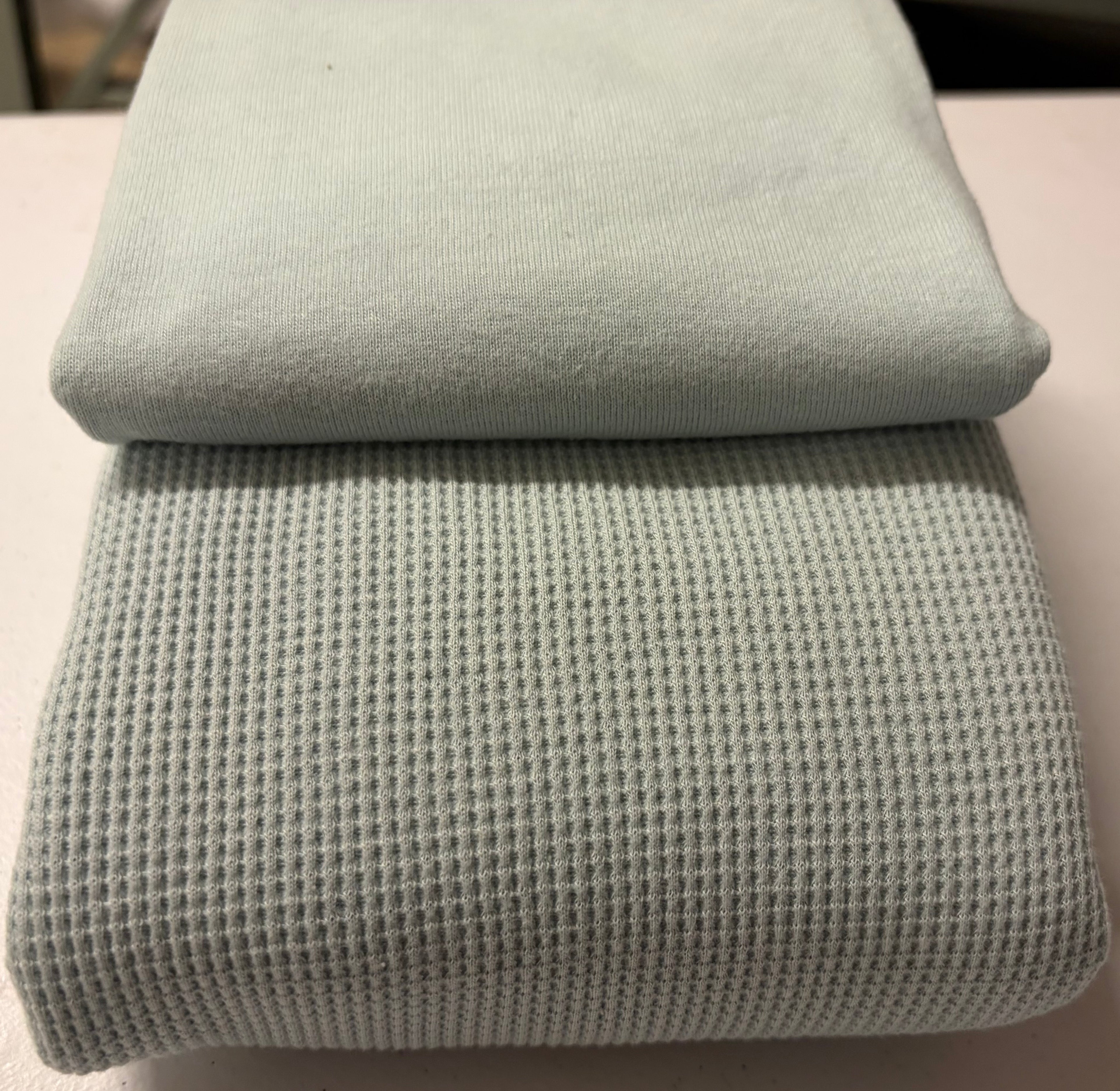 Japanese Imported 100% Cotton Waffle Knit & Matching Rib Knit Bundle – Seafoam