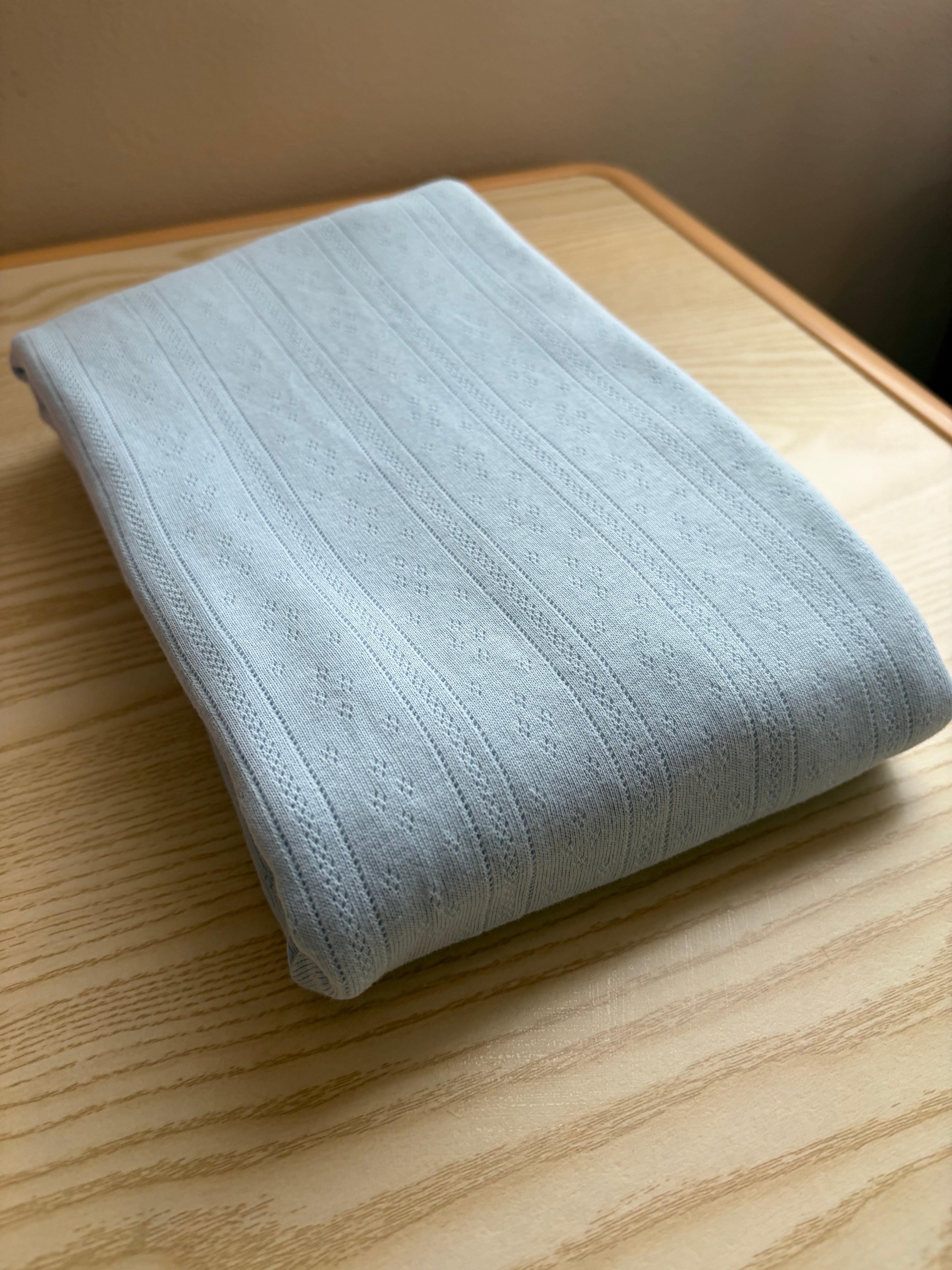 Organic Cotton Pointelle Mesh Rib Knit Fabric | 100% Cotton | 150 GSM | 63” Wide | Baby & Apparel Fabric