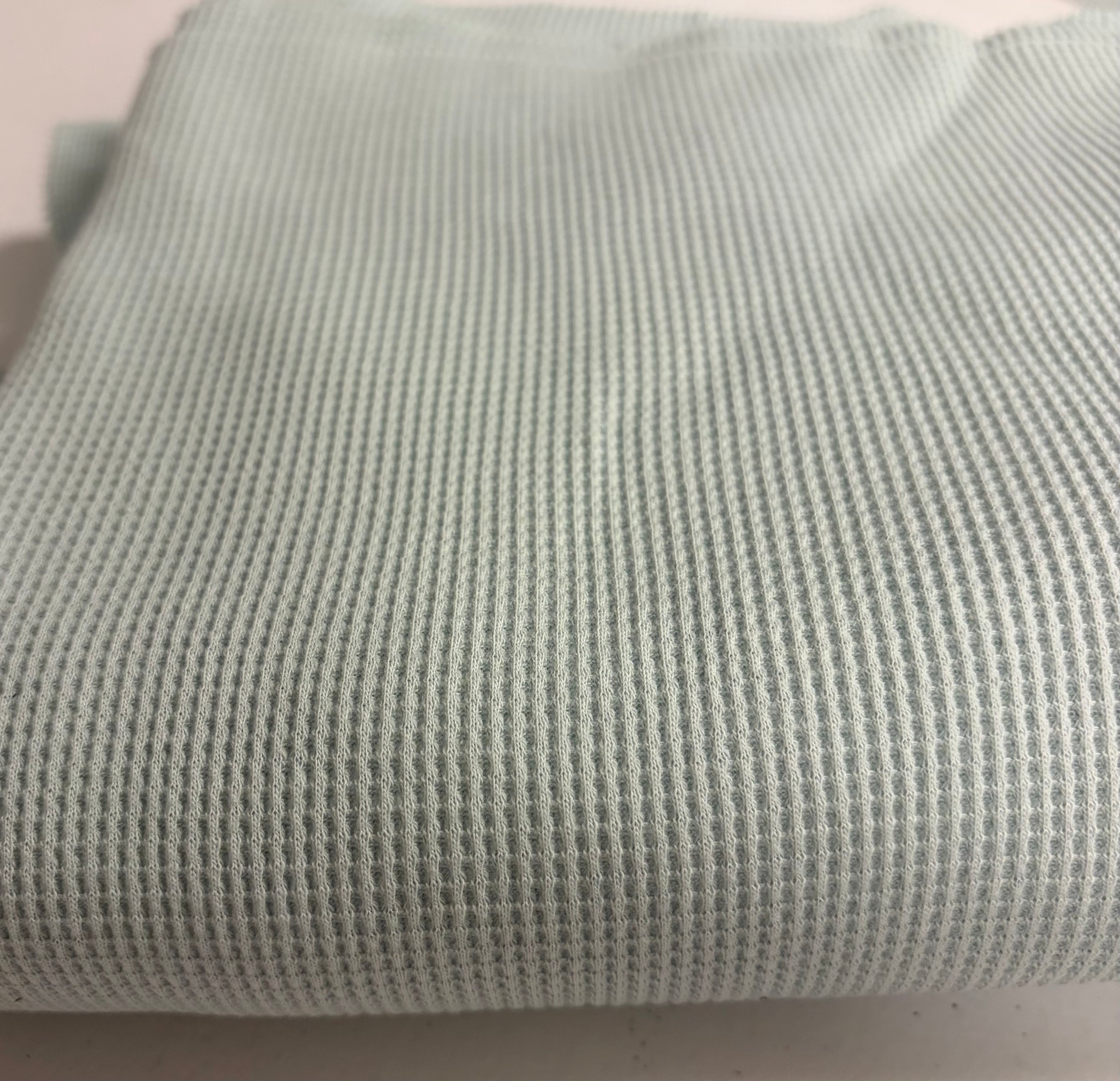 Japanese 100% Cotton Waffle Knit Fabric – Seafoam – Imported from Japan – 60” Wide – Premium Apparel Fabric