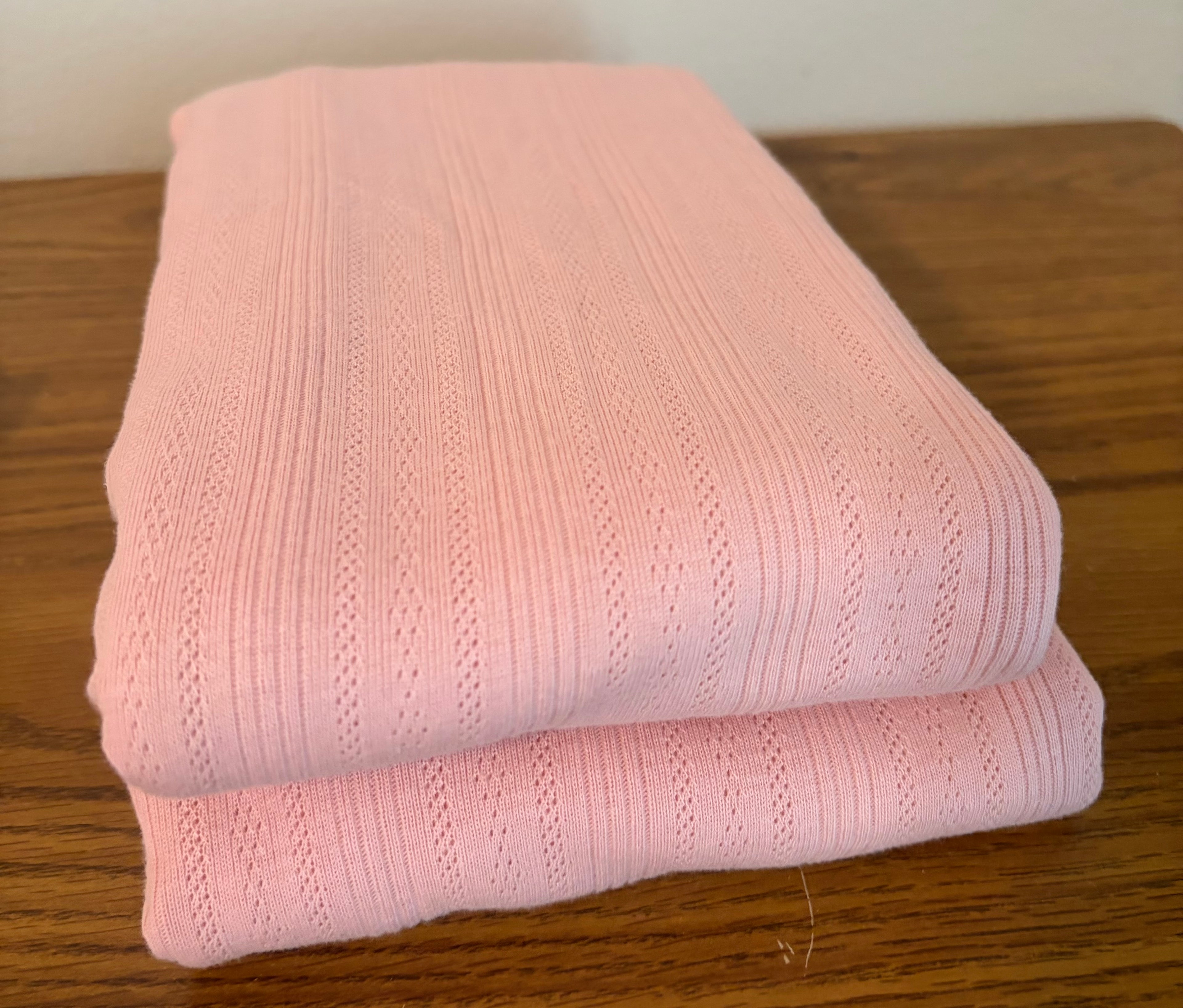 Blush Pink Cotton Pointelle Knit Fabric