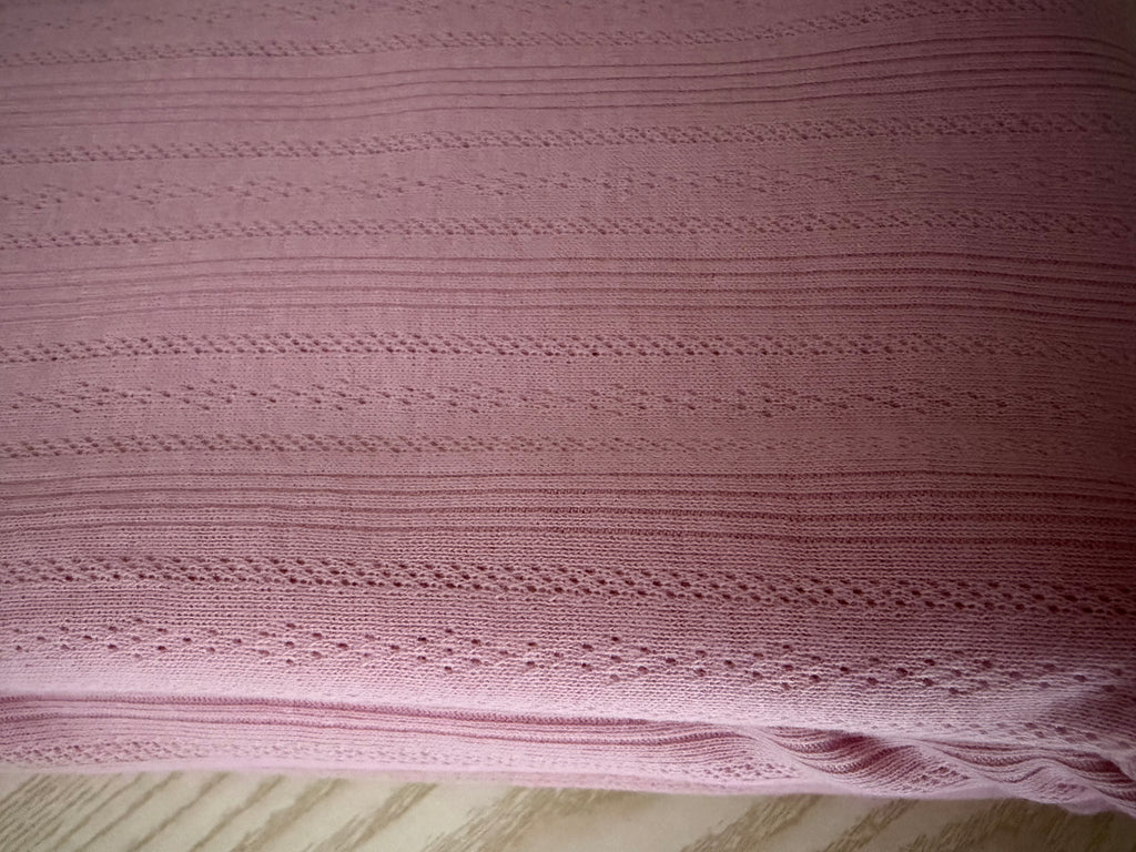 Blush Pink 100% Cotton Pointelle Rib Knit Fabric – OEKO-TEX Certified – 68–70” Wide – 190 GSM