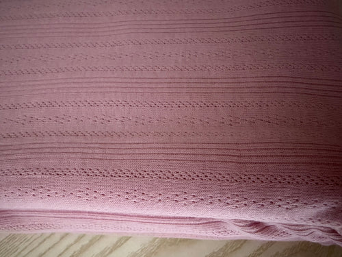 Blush Pink 100% Cotton Pointelle Rib Knit Fabric – OEKO-TEX Certified – 68–70” Wide – 190 GSM