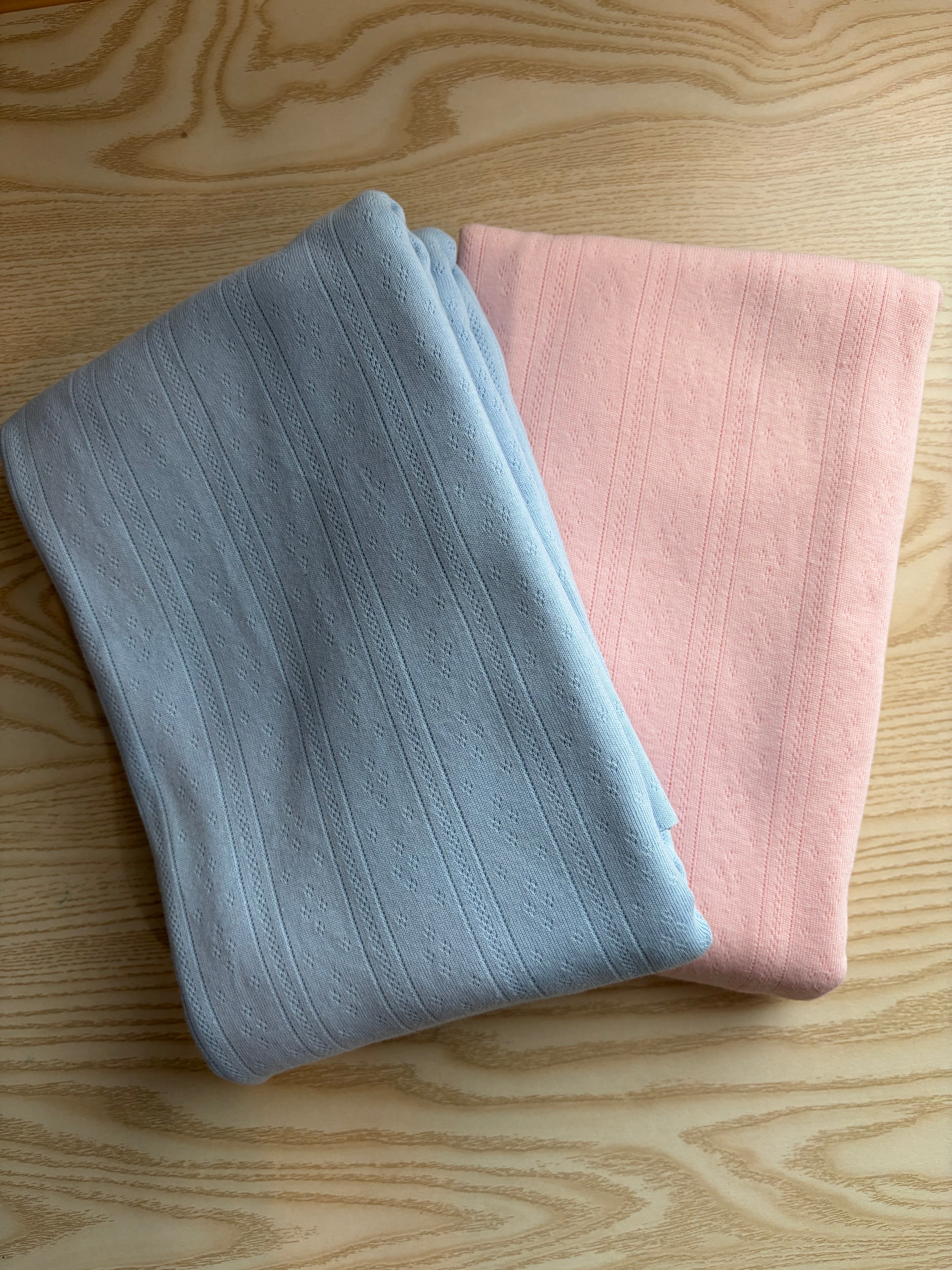 Organic Cotton Pointelle Mesh Rib Knit Fabric | 100% Cotton | 150 GSM | 63” Wide | Baby & Apparel Fabric