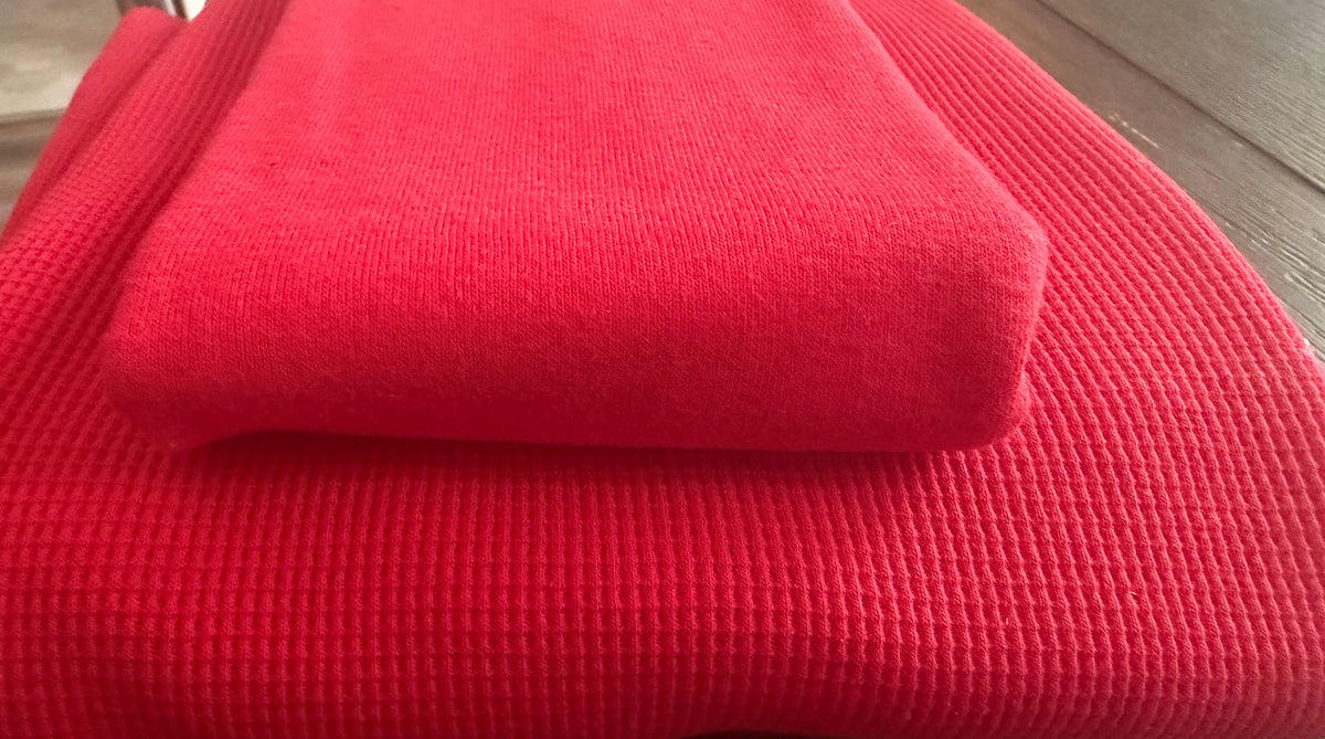 Japanese 100% Cotton Waffle & Rib Knit Bundle – Red