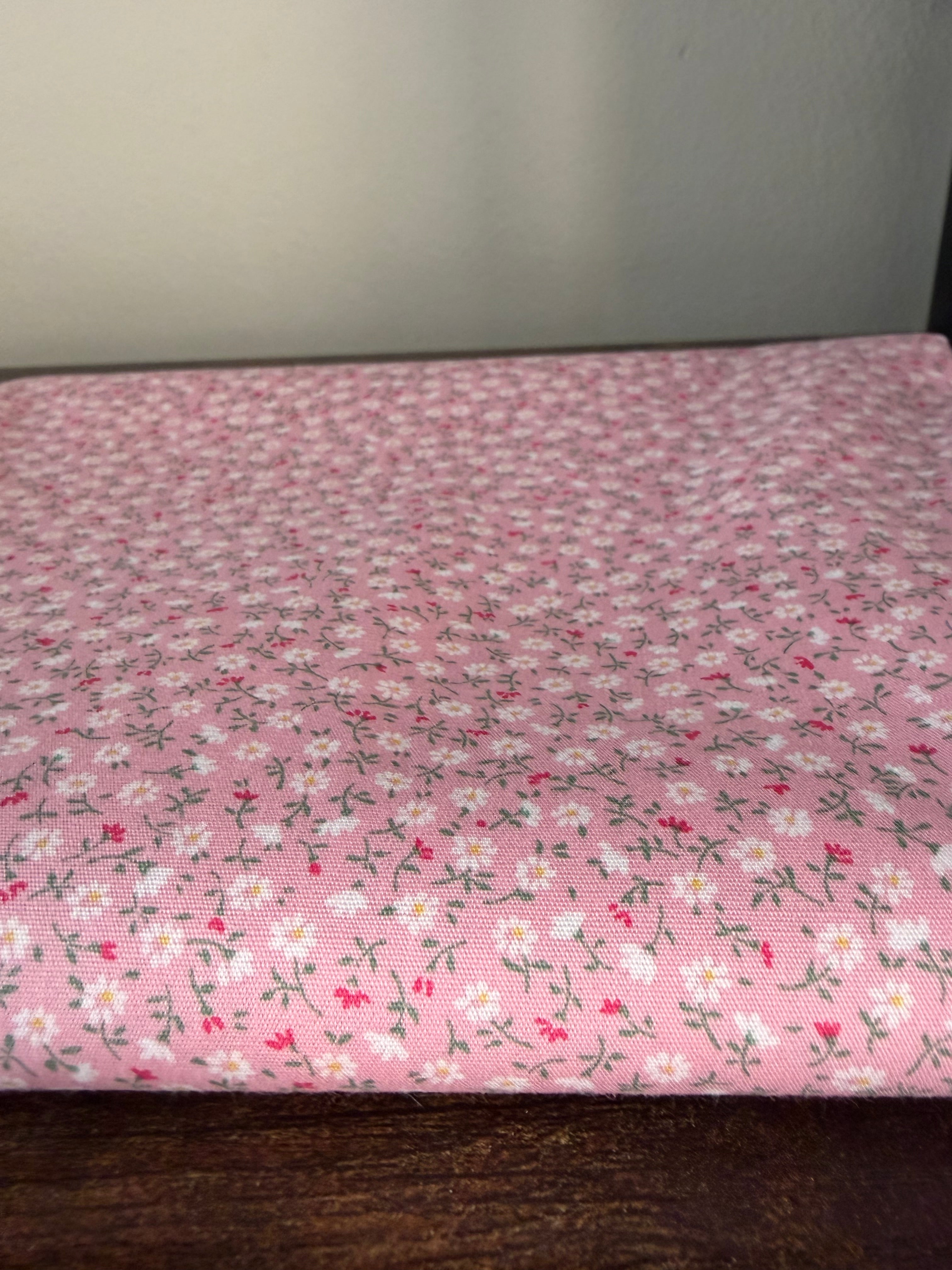 Sevenberry Japanese Cotton Fabric – Ditsy Floral Print | Pink & Blue | Sold by the Yard
