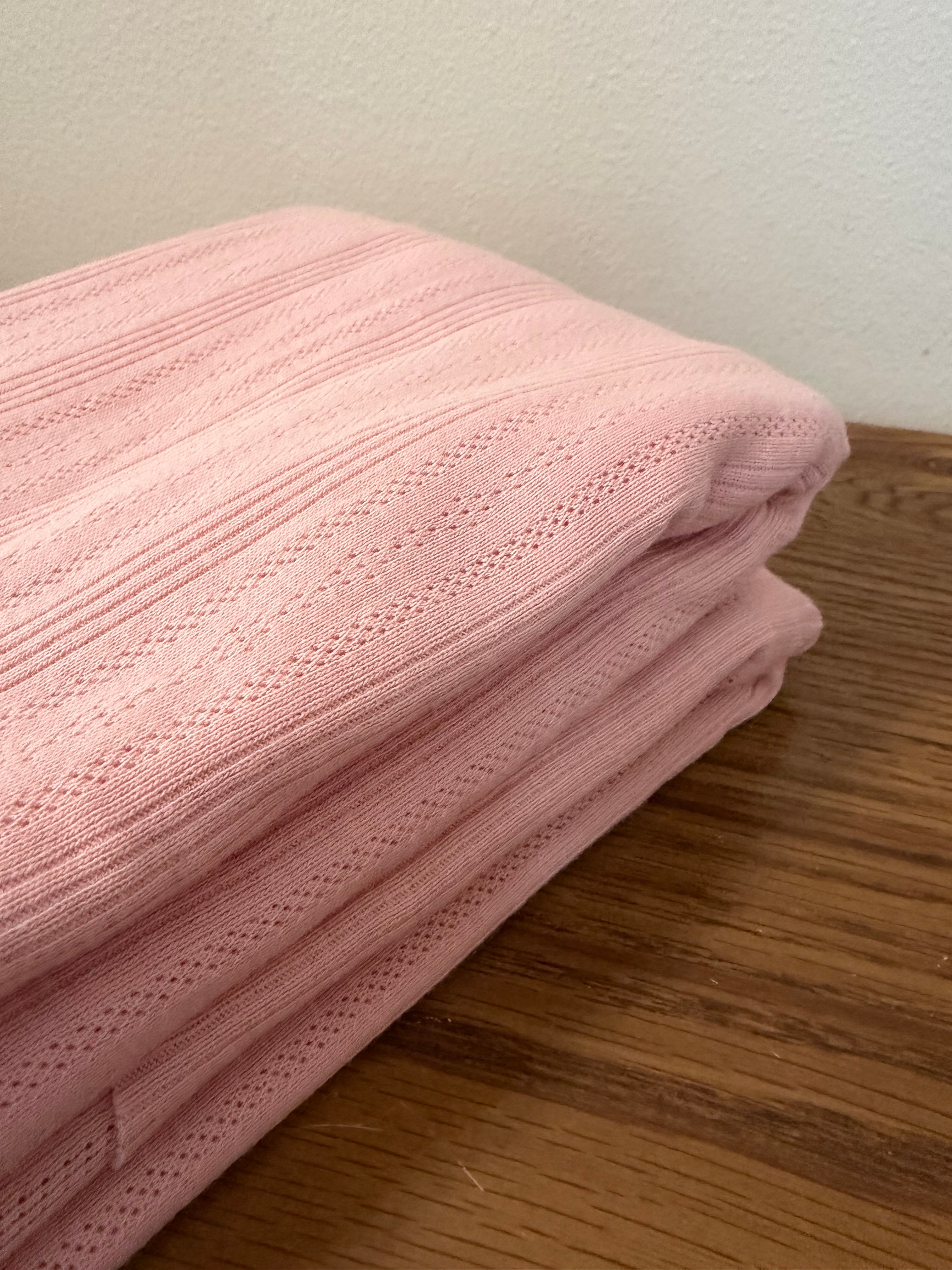 Blush Pink Cotton Pointelle Knit Fabric