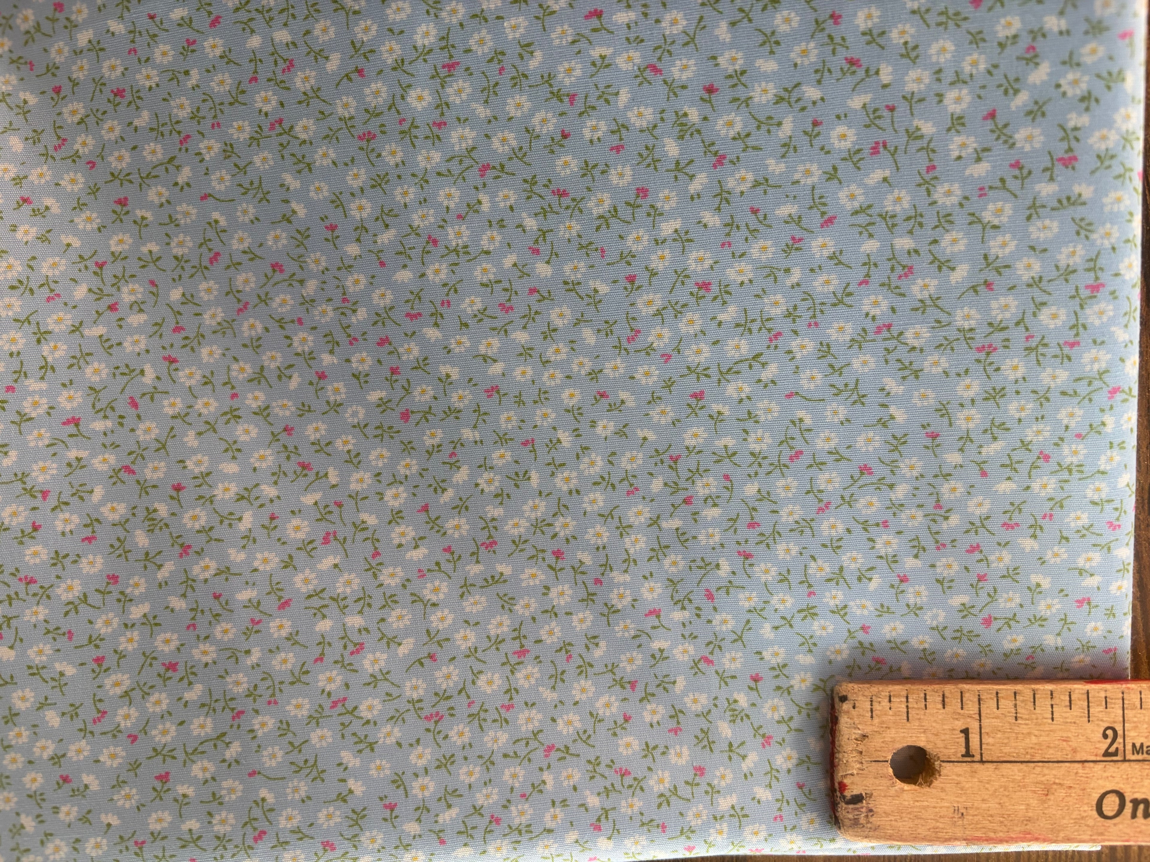 Sevenberry Japanese Cotton Fabric – Ditsy Floral Print | Pink & Blue | Sold by the Yard