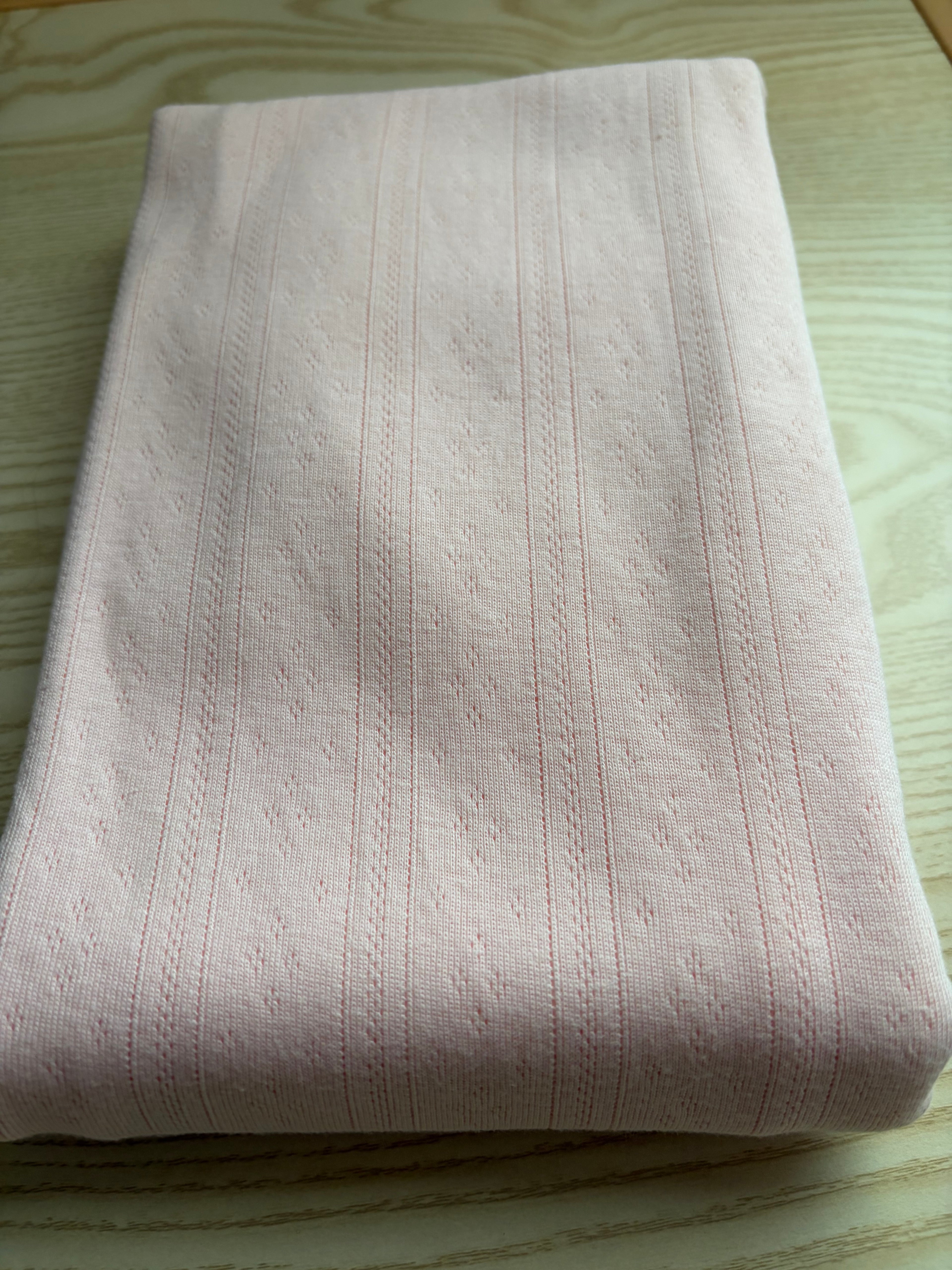 Organic Cotton Pointelle Mesh Rib Knit Fabric | 100% Cotton | 150 GSM | 63” Wide | Baby & Apparel Fabric