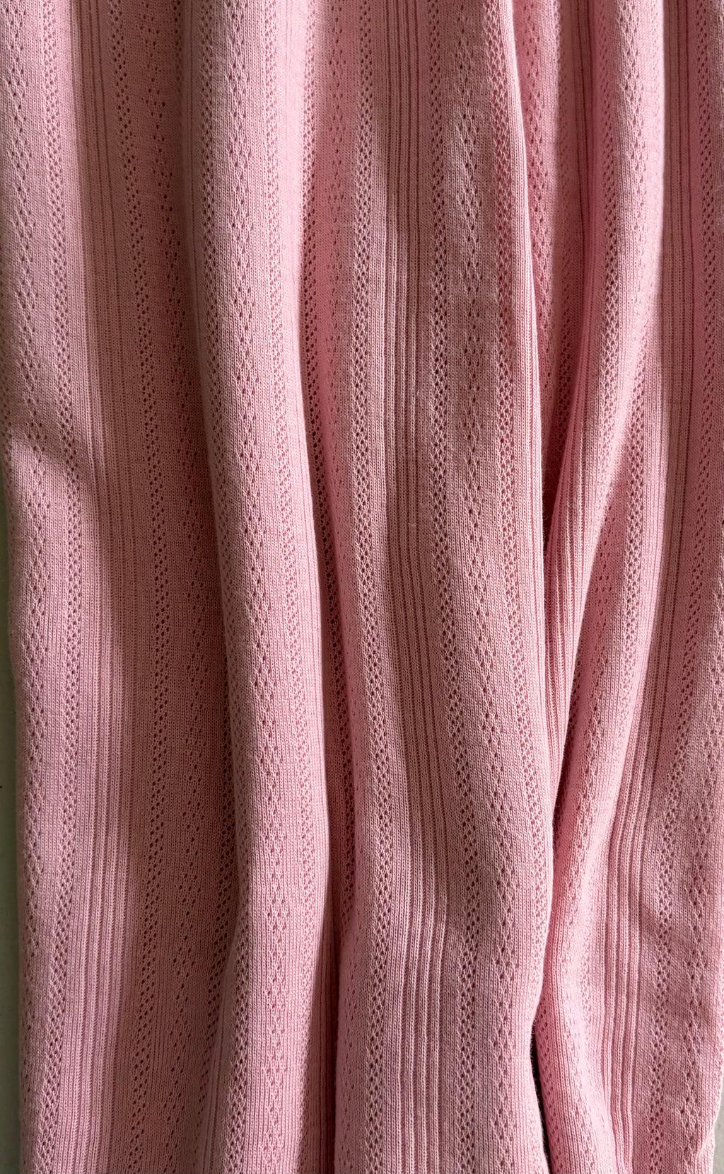 Blush Pink 100% Cotton Pointelle Rib Knit Fabric – OEKO-TEX Certified – 68–70” Wide – 190 GSM