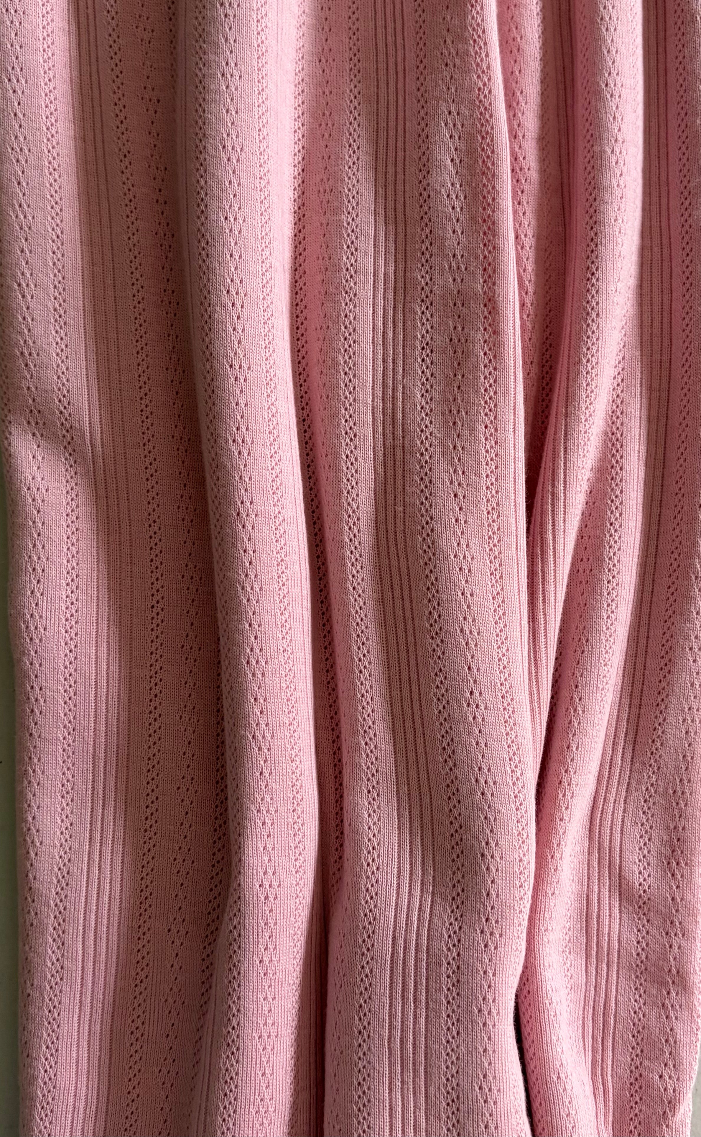 Blush Pink 100% Cotton Pointelle Rib Knit Fabric – OEKO-TEX Certified – 68–70” Wide – 190 GSM