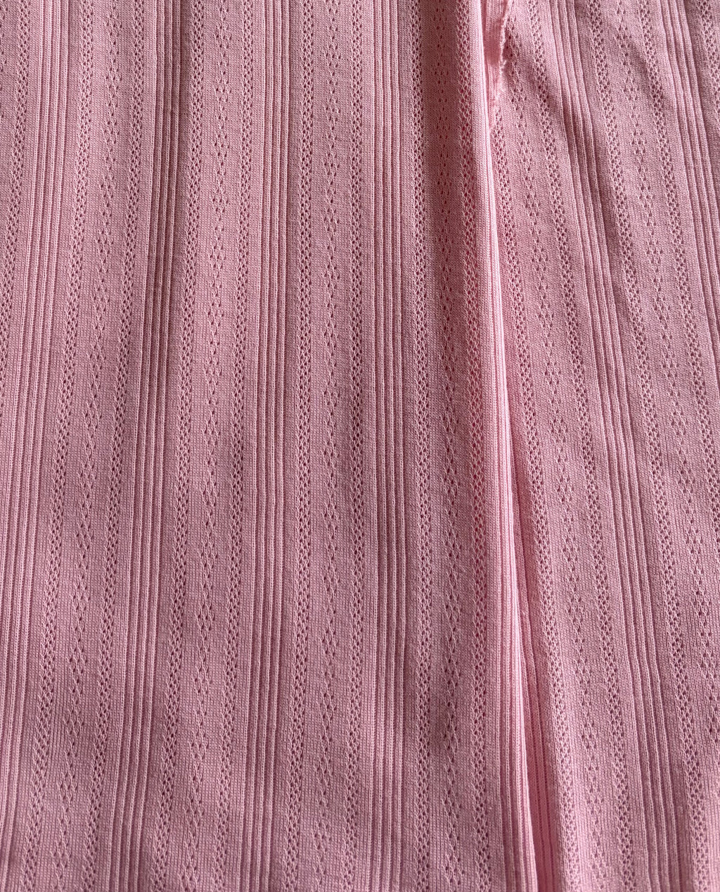 Blush Pink 100% Cotton Pointelle Rib Knit Fabric – OEKO-TEX Certified – 68–70” Wide – 190 GSM