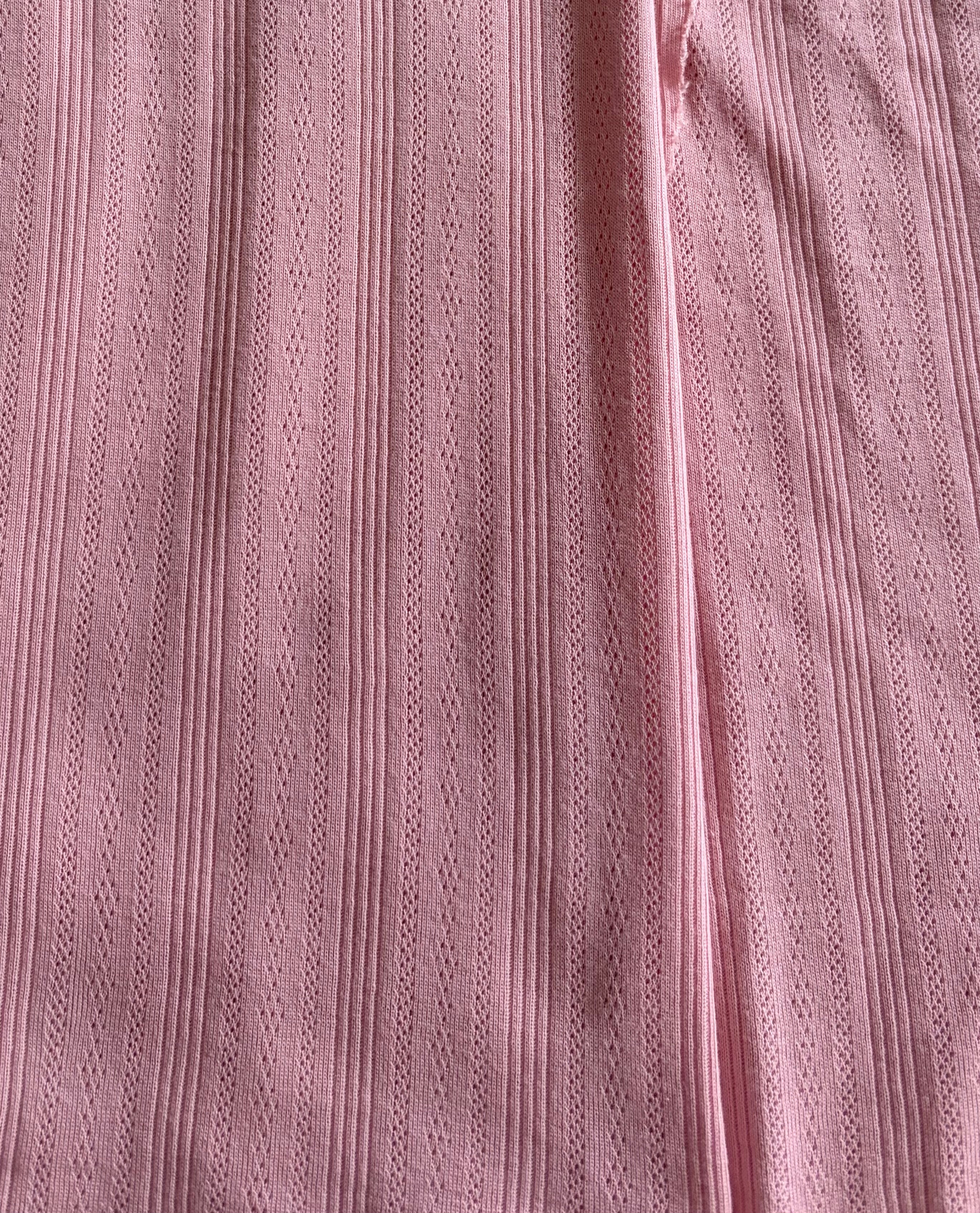 Blush Pink 100% Cotton Pointelle Rib Knit Fabric – OEKO-TEX Certified – 68–70” Wide – 190 GSM