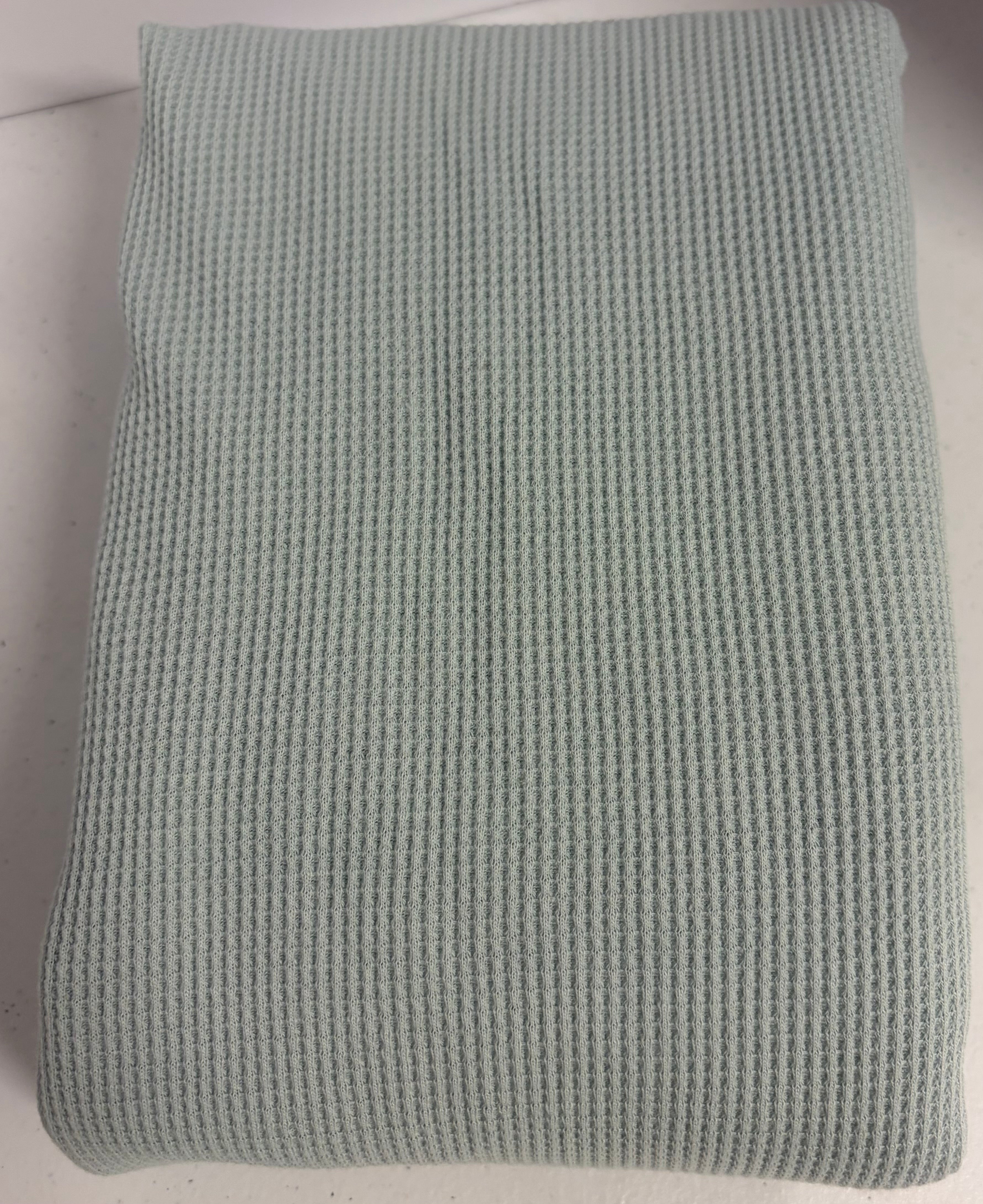 Japanese 100% Cotton Waffle Knit Fabric – Seafoam – Imported from Japan – 60” Wide – Premium Apparel Fabric