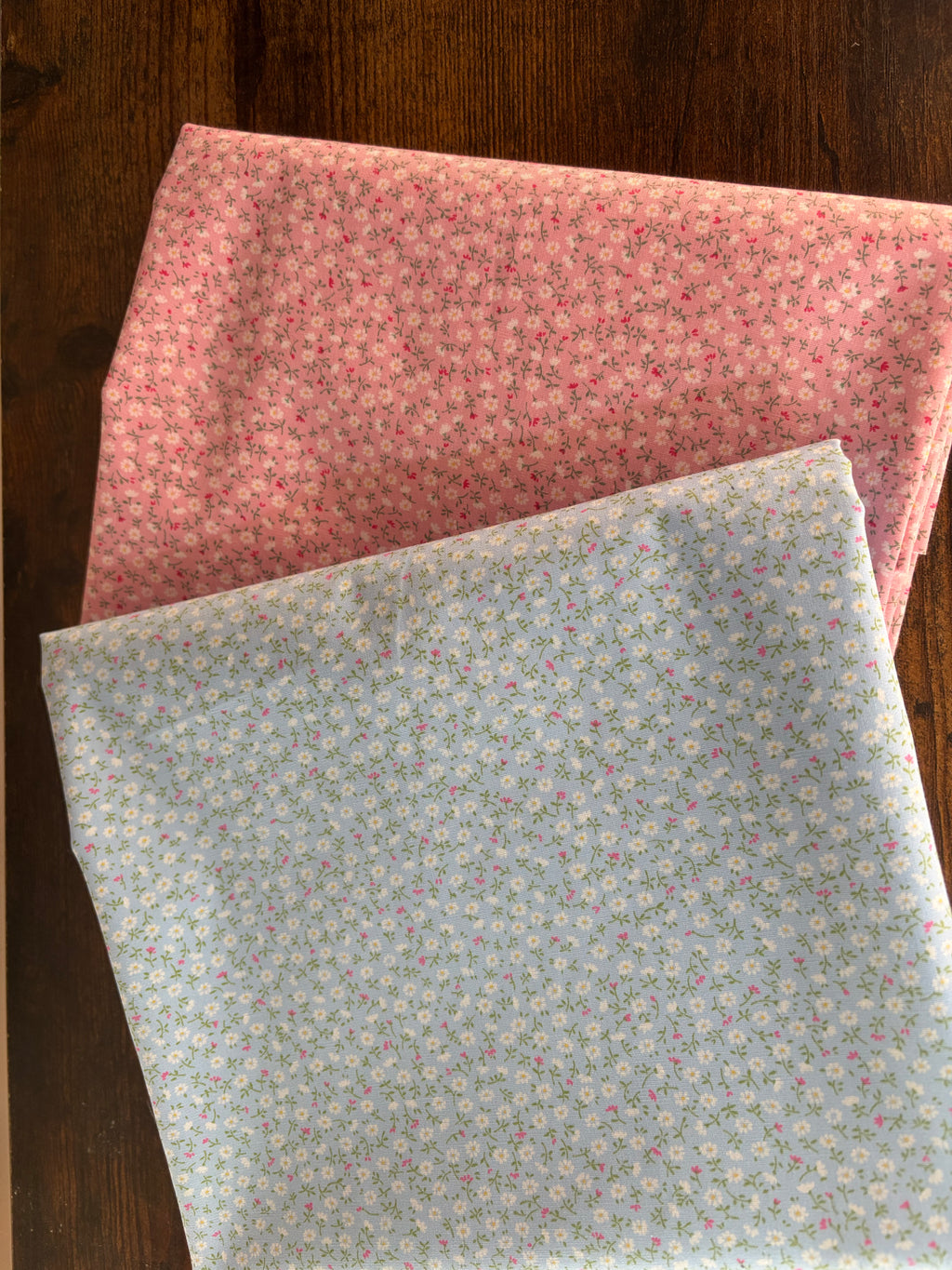 Sevenberry Japanese Cotton Fabric – Ditsy Floral Print | Pink & Blue | Sold by the Yard