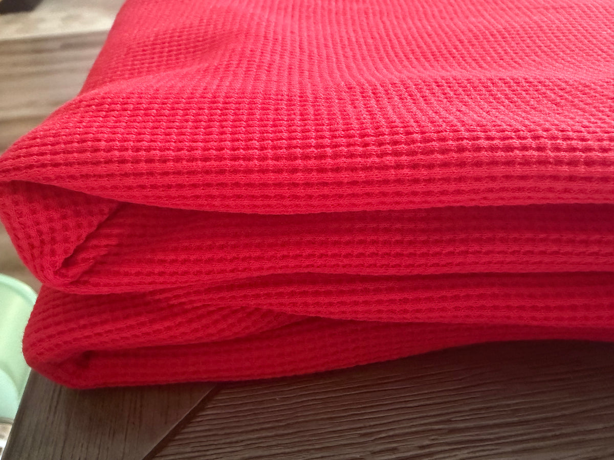 Japanese 100% Cotton Waffle & Rib Knit Bundle – Red