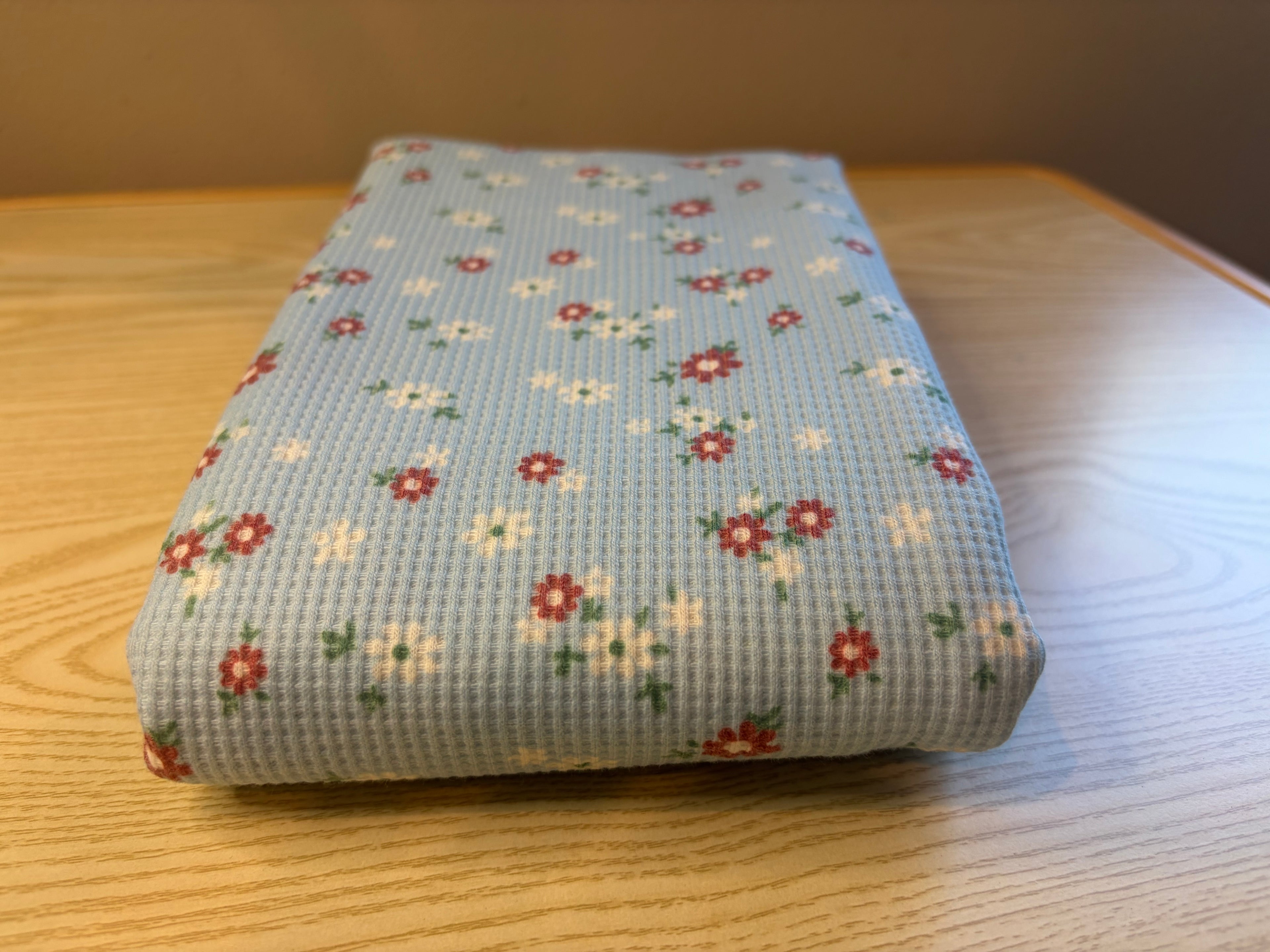 Floral Polyester Spandex Waffle Knit Fabric | 240 GSM | 63” Wide | Sold by the Yard