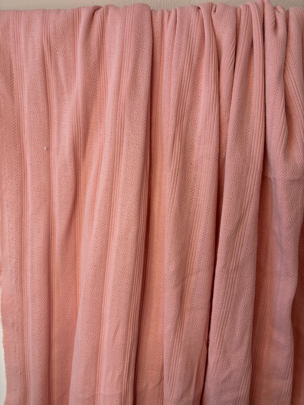 Blush Pink Cotton Pointelle Knit Fabric