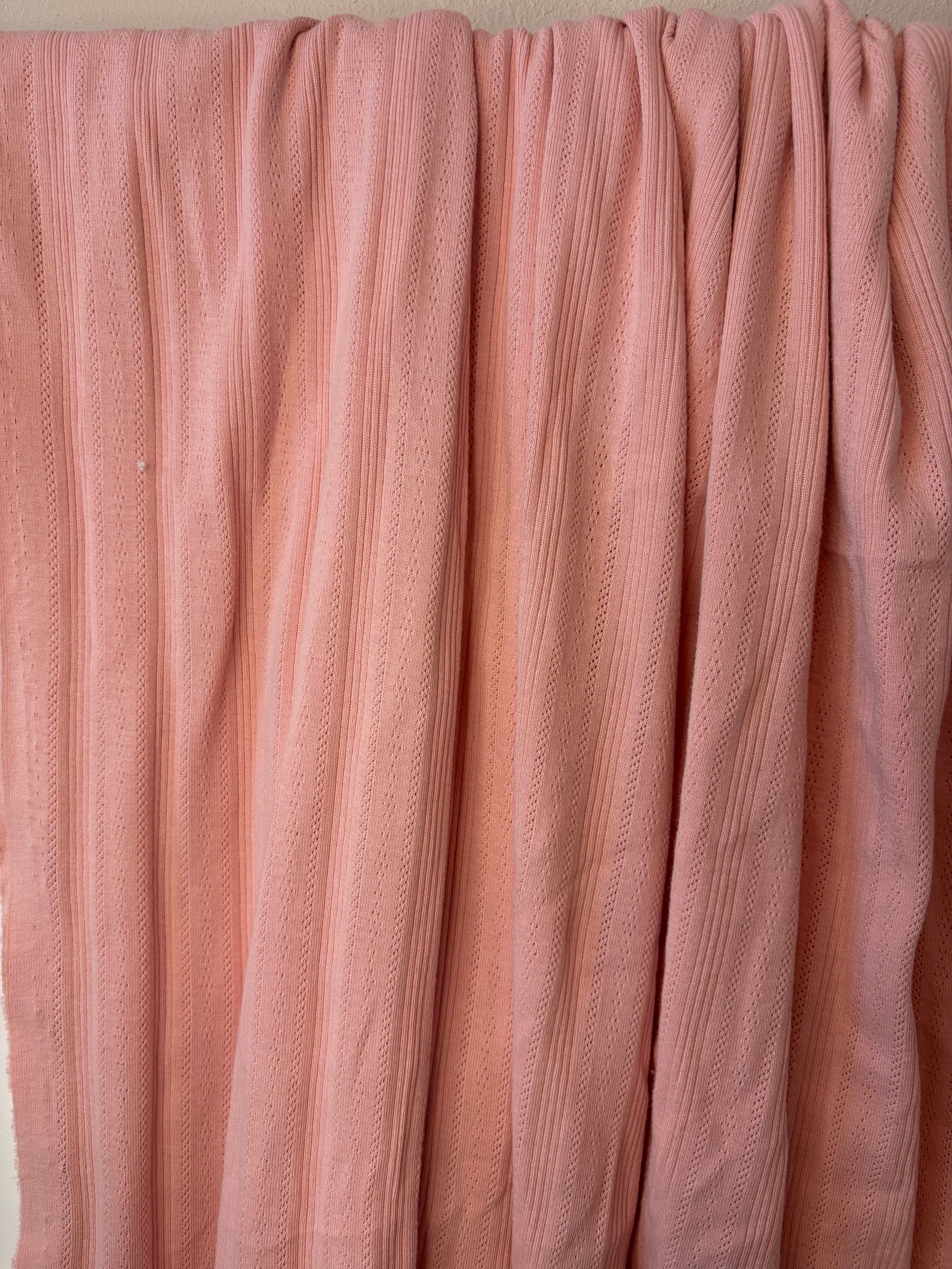 Blush Pink Cotton Pointelle Knit Fabric