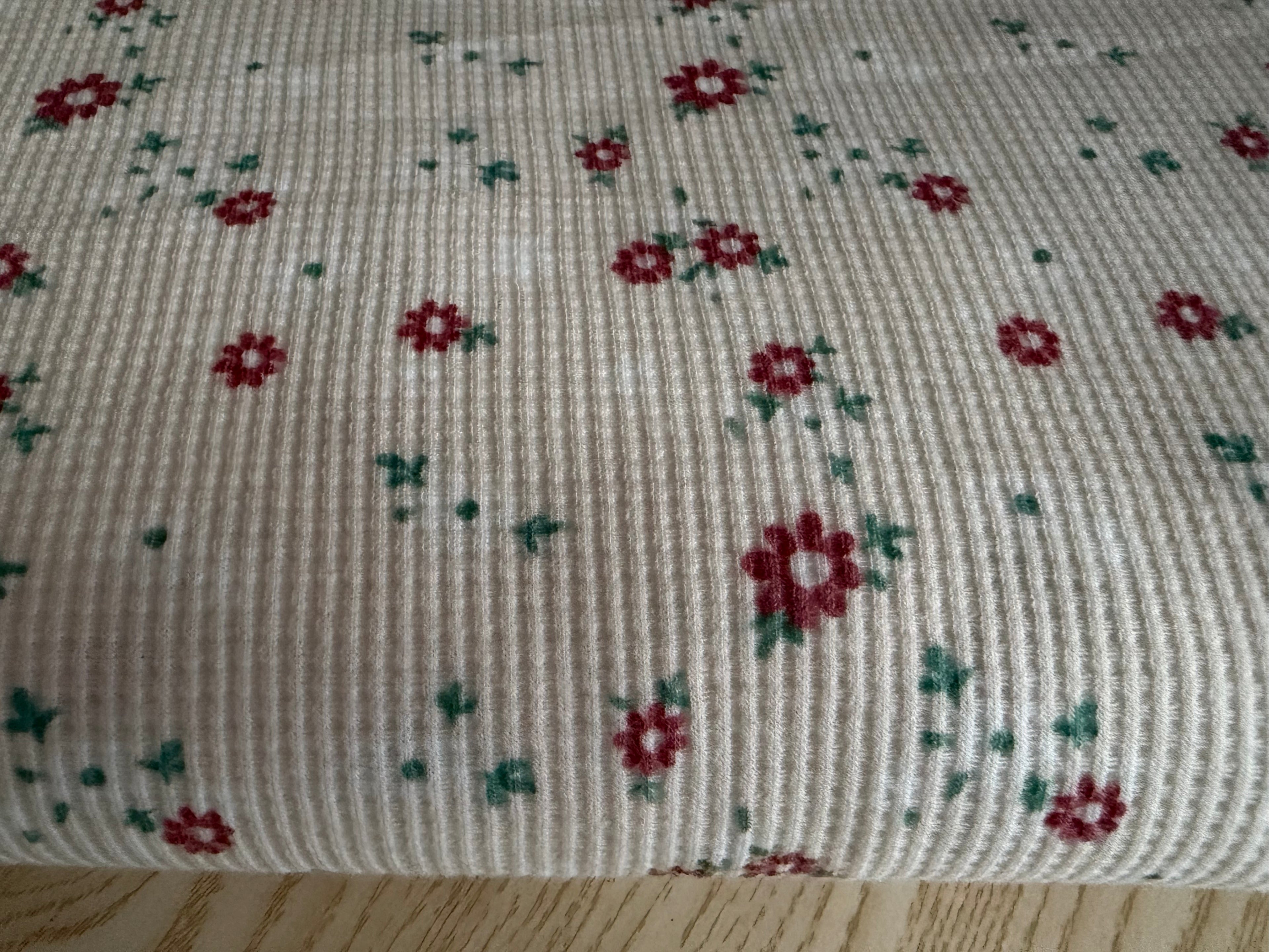 Floral Waffle Knit Fabric by the Yard | Cream Textured Polyester Spandex Knit | 2-Way Stretch | 63” Wide | Medium Weight