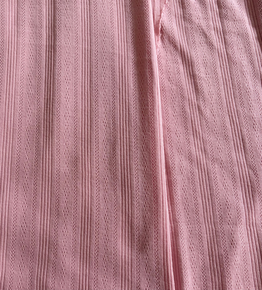 Blush Pink 100% Cotton Pointelle Rib Knit Fabric – OEKO-TEX Certified – 68–70” Wide – 190 GSM