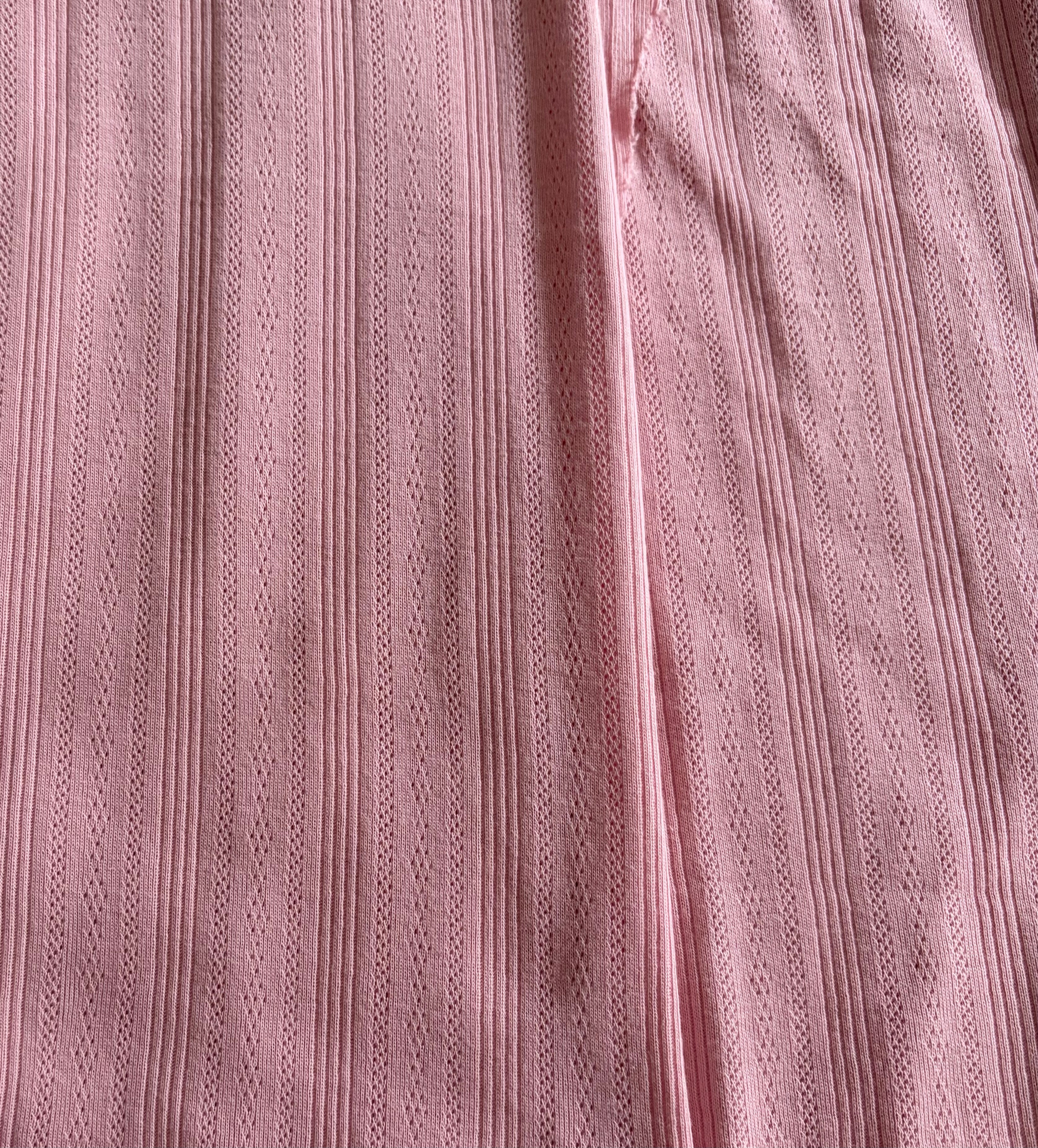 Blush Pink 100% Cotton Pointelle Rib Knit Fabric – OEKO-TEX Certified – 68–70” Wide – 190 GSM