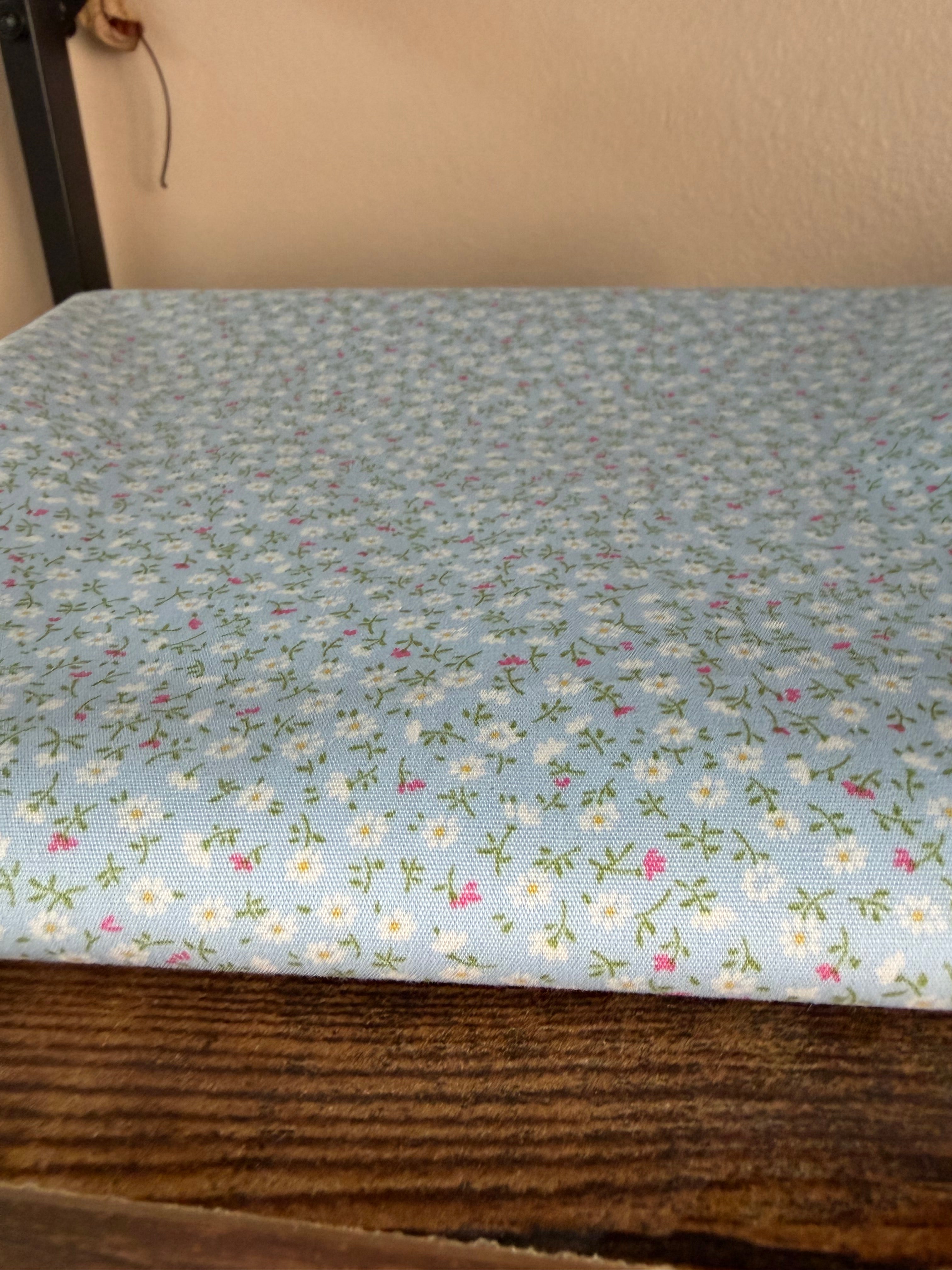 Sevenberry Japanese Cotton Fabric – Ditsy Floral Print | Pink & Blue | Sold by the Yard