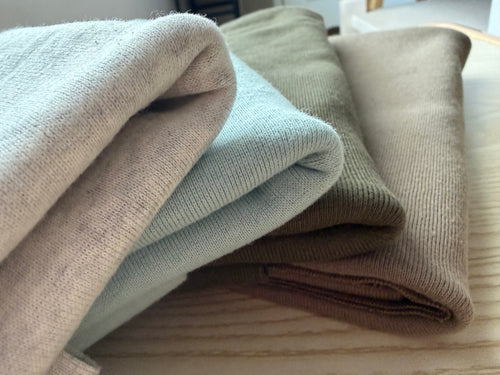 Japanese Imported 100% Cotton Tubular Rib Knit Fabric - Soft Stretch Ribbing - 17" wide Tubular Width
